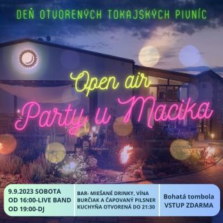 Sobota 9.9.je Deň otvorených pivníc od 9:00. Od 16:00 sme prw Vás pripravili Párty!